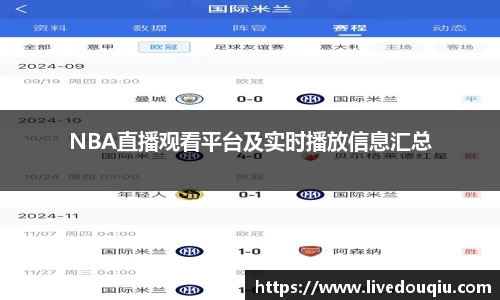 NBA直播观看平台及实时播放信息汇总